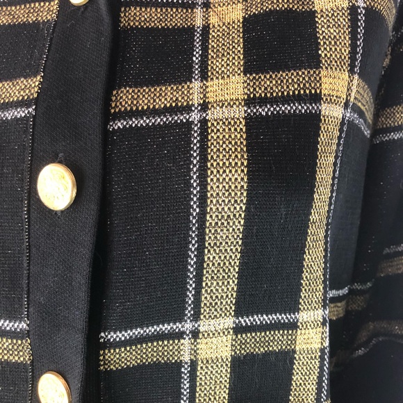 Ecco Petites Cardigan Black With Gold Large Plaid - Picture 3 of 6